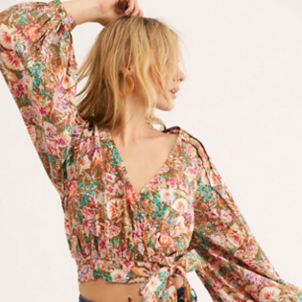 NWT Free People Party Playlist Blouse, in color “Pretty Moss”.